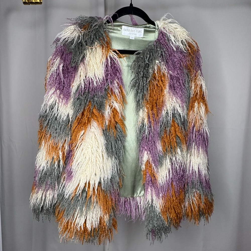 Donna Salyers' Fabulous-Furs Multi-Color Alpaca Faux Fur Jacket